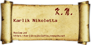 Karlik Nikoletta névjegykártya